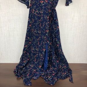 madewell vervain ruffle sleeve wrap dress